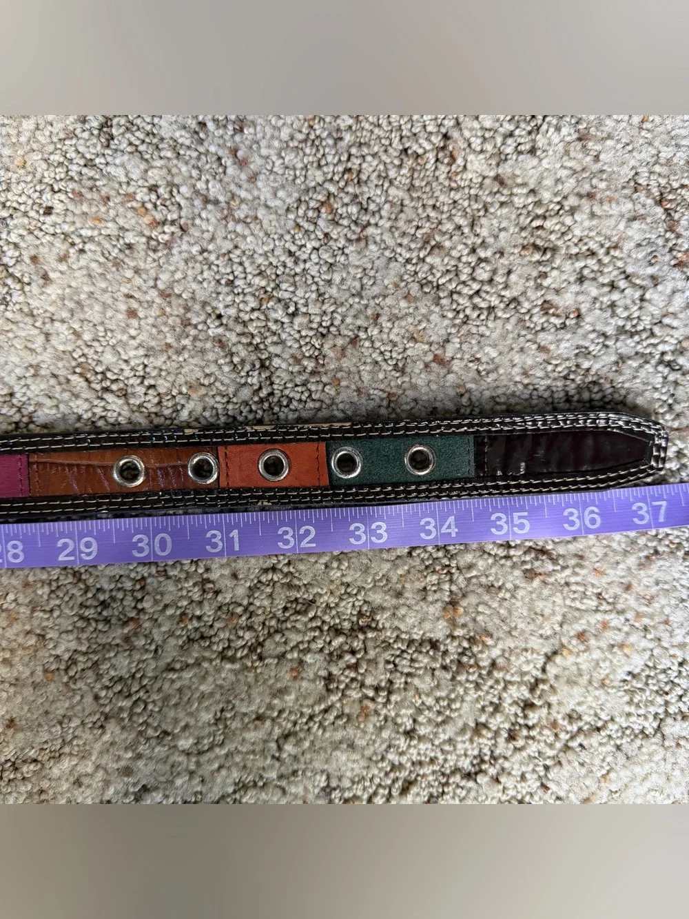 VTG Y2K Fossil Genuine Leather Multicolor Patchwork Belt Size Small